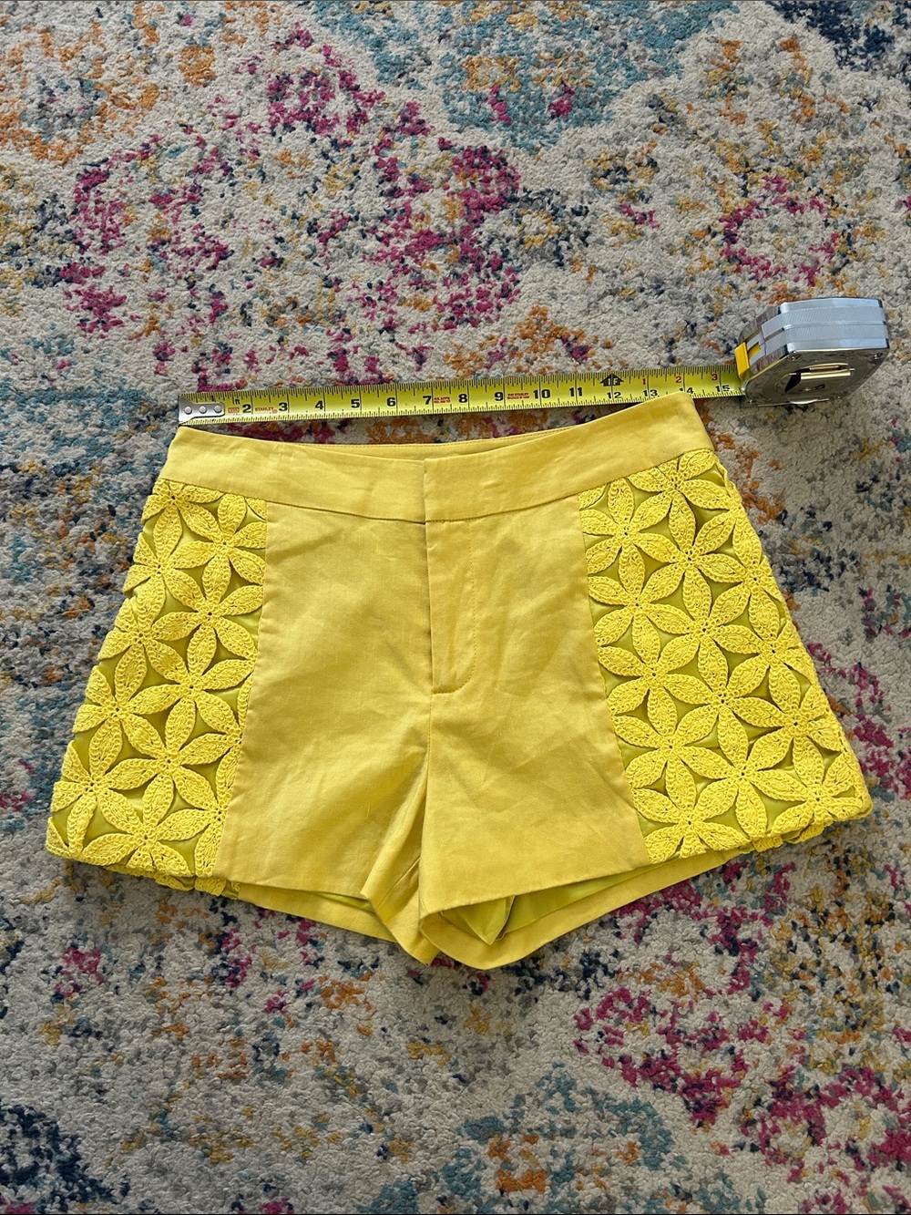 Ramy Brook Erica crochet detail shorts in rare yellow original sample XS NWTS